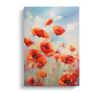 Poppy Field Gestural Art Canvas Wall Art Print 30x20 Inch