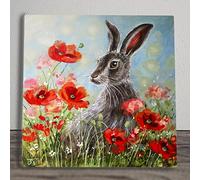 Poppy Field Hare Ceramic Picture Tile Artwork By Judith Yates Hanging Wall Art Home Décor