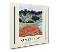 Poppy Field In A Valley By Claude Monet Canvas Print | Gallery Wrapped 30mm Frame Wall Art | 20x20 inches | Ready to Hang | Impressionist Floral Picture | Living Room Bedroom Lounge Office
