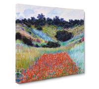 Poppy Field In A Valley by Claude Monet Canvas Print | Gallery Wrapped 30mm Frame Wall Art | 20x20 inches | Ready to Hang | Impressionist Floral Picture | Living Room Bedroom Lounge Office