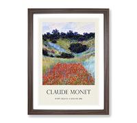 Poppy Field In A Valley By Claude Monet Exhibition Museum Painting Framed Print | A2 Walnut Framed Wall Art | Ready to Hang | Modern Floral Picture | Living Room Bedroom Lounge Office