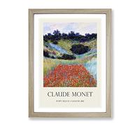 Poppy Field In A Valley By Claude Monet Exhibition Museum Painting Framed Print | A3 Oak Framed Wall Art | Ready to Hang | Modern Floral Picture | Living Room Bedroom Lounge Office