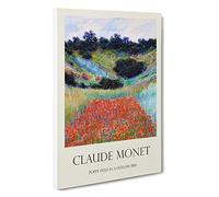 Poppy Field in A Valley Claude Monet Canvas Print | Gallery Wrapped 30mm Frame Wall Art | 30x20 inches | Ready to Hang | Impressionist Floral Picture | Living Room Bedroom Lounge Office