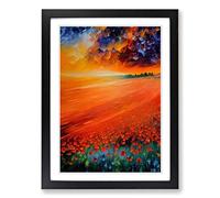 Poppy Field Painted Vol.1 Framed Print | A2 Black Framed Wall Art | Ready to Hang | Modern Floral Picture | Living Room Bedroom Lounge Office
