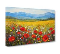 Poppy Field Palette Knife Canvas Print | Gallery Wrapped 30mm Frame Wall Art | 30x20 inches | Ready to Hang | Modern Floral Picture | Living Room Bedroom Lounge Office