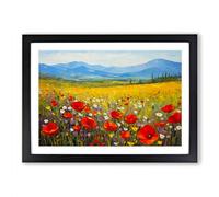 Poppy Field Palette Knife Framed Print | A2 Black Framed Wall Art | Ready to Hang | Modern Floral Picture | Living Room Bedroom Lounge Office