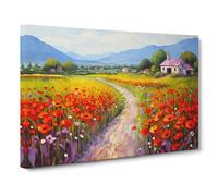 Poppy Field Palette Knife No.2 Canvas Print | Gallery Wrapped 30mm Frame Wall Art | 30x20 inches | Ready to Hang | Modern Floral Picture | Living Room Bedroom Lounge Office