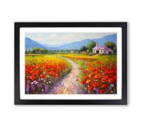 Poppy Field Palette Knife No.2 Framed Print | A2 Black Framed Wall Art | Ready to Hang | Modern Floral Picture | Living Room Bedroom Lounge Office