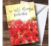 Poppy Field & Sun Personalised Remembrance Day Card - Personalised Remembrance Day Card, For Army Soldier, Veteran, Thank You For Your Service