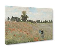 Poppy Field Vol.1 By Claude Monet Canvas Print | Gallery Wrapped 30mm Frame Wall Art | 30x20 inches | Ready to Hang | Impressionist Floral Picture | Living Room Bedroom Lounge Office