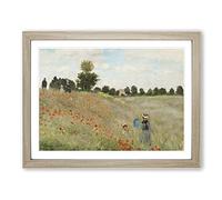 Poppy Field Vol.1 By Claude Monet Classic Painting Framed Wall Art Print, Ready to Hang Picture for Living Room Bedroom Home Office Décor, Oak A4 (34 x 25 cm)