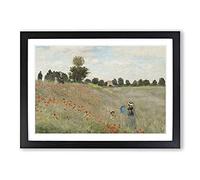 Poppy Field Vol.1 by Claude Monet Framed Print | A2 Black Framed Wall Art | Ready to Hang | Modern Floral Picture | Living Room Bedroom Lounge Office