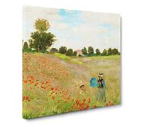 Poppy Field Vol.2 by Claude Monet Canvas Print | Gallery Wrapped 30mm Frame Wall Art | 14x14 inches | Ready to Hang | Modern Floral Picture | Living Room Bedroom Lounge Office