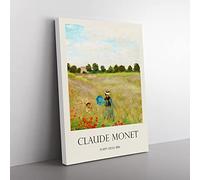 Poppy Field Vol.2 By Claude Monet Exhibition Museum Painting Canvas Wall Art Print Ready to Hang, Framed Picture for Living Room Bedroom Home Office Décor, 76x50 cm (30x20 Inch)