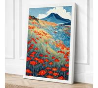 Poppy Fields at Rest Rustic Canvas Wall Art Print 24x16 Inch