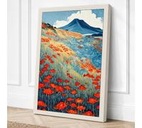 Poppy Fields at Rest Rustic Canvas Wall Art Print 24x16 Inch