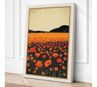 Poppy Fields Botanical Canvas Wall Art Print 24x16 Inch