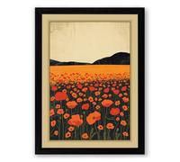 Poppy Fields Botanical Framed Wall Art Print A2 (59.4×42cm) Black, Wall Decor for Living Room, Bedroom, Office & Home, Ready to Hang, Art Gift
