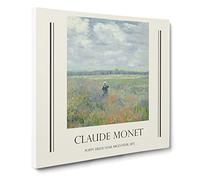 Poppy Fields Near Argenteuil By Claude Monet Canvas Print | Gallery Wrapped 30mm Frame Wall Art | 14x14 inches | Ready to Hang | Impressionist Floral Picture | Living Room Bedroom Lounge Office