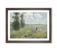 Poppy Fields Near Argenteuil By Claude Monet Classic Painting Framed Print | A4 Walnut Framed Wall Art | Ready to Hang | Classic Floral Picture | Living Room Bedroom Lounge Office