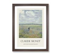 Poppy Fields Near Argenteuil By Claude Monet Exhibition Museum Painting Framed Print | A2 Walnut Framed Wall Art | Ready to Hang | Modern Floral Picture | Living Room Bedroom Lounge Office