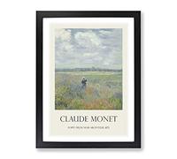 Poppy Fields Near Argenteuil By Claude Monet Exhibition Museum Painting Framed Print | A4 Black Framed Wall Art | Ready to Hang | Modern Floral Picture | Living Room Bedroom Lounge Office