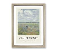 Poppy Fields Near Argenteuil By Claude Monet Exhibition Museum Painting Framed Print | A4 Oak Framed Wall Art | Ready to Hang | Modern Floral Picture | Living Room Bedroom Lounge Office