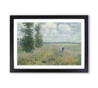 Poppy Fields Near Argenteuil by Claude Monet Framed Print | A2 Black Framed Wall Art | Ready to Hang | Modern Floral Picture | Living Room Bedroom Lounge Office