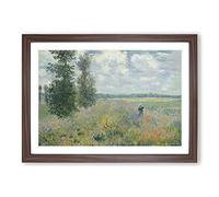 Poppy Fields Near Argenteuil by Claude Monet Framed Print | A2 Walnut Framed Wall Art | Ready to Hang | Modern Floral Picture | Living Room Bedroom Lounge Office