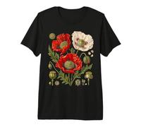 Poppy Flower Anatomy Vintage Botanical Garden Study Premium T-Shirt