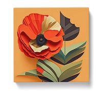 Poppy Flower Bauhaus Canvas Print | Gallery Wrapped 30mm Frame Wall Art | 20x20 inches | Ready to Hang | Modern Floral Picture | Living Room Bedroom Lounge Office