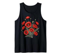 Poppy Flower Botanical Flowers Vintage Poppies Floral Tank Top