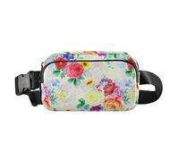 Poppy Flower Bouquet White Fanny Pack for Women Men Crossbody Belt Bag Fashion Waist Packs Purse with Adjustable Strap Bumbags for Running Hiking Cycling