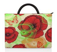 Poppy Flower Butterfly Laptop Sleeve Compatible 15-17 In Notebook Red Poppy Laptop Bag for Women Men Carrying Case Bag Briefcase Laptop Briefcase Bag
