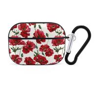 Poppy Flower Compatible with Airpods Pro Case Cover Hard Cases with Durable Hanging Buckle Charging Visible LED