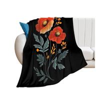 Poppy Flower Flannel Blanket Throw 250g Lightweight Carpet Large Bed Blankets for Sofa Couch Bed 30"*40"(76 * 100cm)