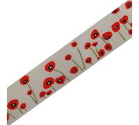 Poppy Flower Grosgrain Ribbon 16mm Wide (Cream, 1 M)