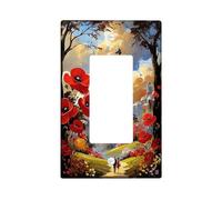 Poppy Flower Light Switch Cover Plates/Outlet Covers, Red Floral Design for Home Decor, Thermoplastic Wall Plates, Standard Size Single Rocker