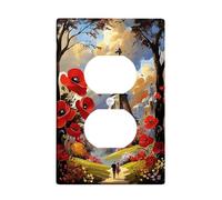 Poppy Flower Light Switch Cover Plates/Outlet Covers, Red Floral Design for Home Decor, Thermoplastic Wall Plates, Standard Size Single Duplex Outlet