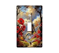 Poppy Flower Light Switch Cover Plates/Outlet Covers, Red Floral Design for Home Decor, Thermoplastic Wall Plates, Standard Size Single Toggle