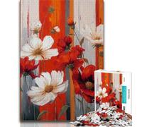 Poppy Flower Oil Painting Jigsaws 1000 Pieces for Adults,Staycation Kill Time Every Piece Is Unique - Challenging Family Fun Game (75x50cm)
