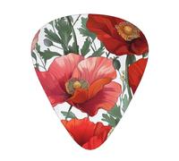 Poppy Flower Pattern Art Printed Guitar Pick 12 Pieces Guitar Pick In A Box The Makes Sound Clear Ukulele Electric Acoustic Guitar Bass (0.46 0.71 0.96mm)