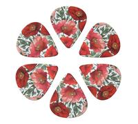 Poppy Flower Pattern Art Printed Guitar Picks -6 Pcs Guitar Picks Plectrum,Guitar Accessories,Electric Guitar Pick, Bass & Ukulele 0.71mm