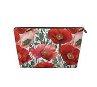 Poppy Flower Pattern Art Printed Travel Toiletry Bag - Handbag Organizer, Purse Organiser Insert Handbag,Inner Storage Bag in Bag with Zipper Bag