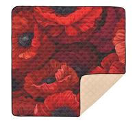 Poppy Flower Pattern Baby Play Mat for Floor, 127x127 CM Playpen Mat,Thicken Soft Non-Slip Tummy Time Mat for Toddlers and Infants