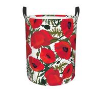 Poppy Flower Pattern Print Laundry Hamper Basket Tall Laundry Basket, Hamper For Blanket Storage For Bedroom