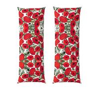 Poppy flower pattern print Zippered Body Pillow Pillowcase,Body Pillow Cover,Long Side Hidden Zipper, 20x54 Inches