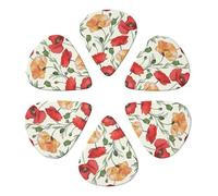 Poppy Flower Pattern Printed Guitar Picks Plectrum,Guitar accessories,6pcs 0.46mm