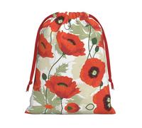 Poppy Flower Pattern Ultra Soft Velvet Gift Bag, Comfortable To The Touch, Reusable