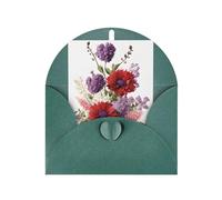 Poppy Flower Print Blank Greeting Cards, Love Buttons, Pearl Paper Envelopes Suitable For Various Occasions - Anniversary Cards, Thank You Cards, Holiday Cards, Wedding Cards, Congratulations.